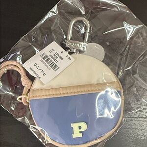 PINK Victoria's Secret Cream, Lavender & Tan Round Key/Card Holder